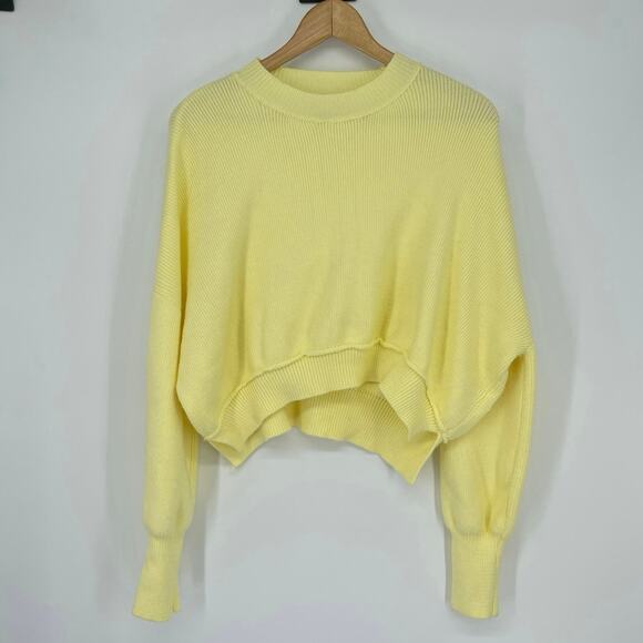TFY‎ Collection Butter Yellow Soft Viscose Blend Cropped Boxy Sweater Size S - Picture 2 of 7